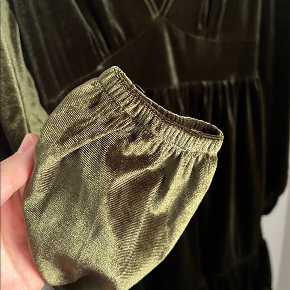 Green Velvet Long Sleeve Holiday Dress - Picture 3 of 7